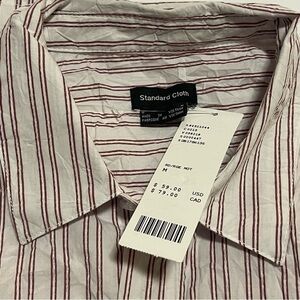 Standard Cloth Shirt Medium Crinkle Striped White New With Tags Oversized Fit
